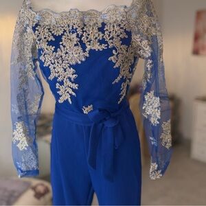Elegant Blue Lace Jumpsuit